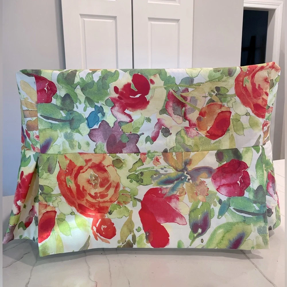 (Set of 2) Custom Floral Ottoman Slipcovers, Like New, ** Covers ONLY**